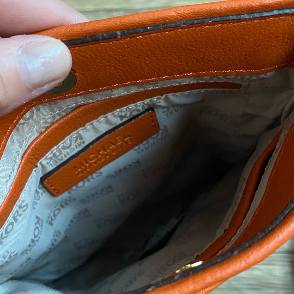 EUC Michael Kors Orange Pebbled Leather Crossbody Bag - Picture 12 of 15